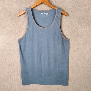 ELXR Shirt Mens Large Blue Cotton Blend Sleeveless Tank Top Casual Athletic